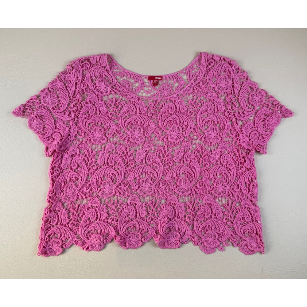 Boho Crochet Lace Top Sheer Floral Paisley 2X Bongo
